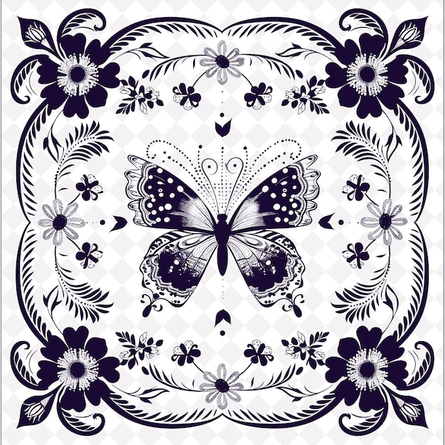 PSD een vlinderontwerp met vlinders en bloemen erop
