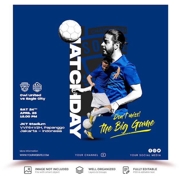 Een voetbalschema-flyer ontwerpen voor berichten op sociale media