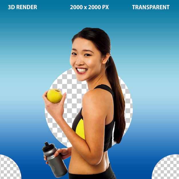 Een vrouw die in de sportschool oefent en op dieet gaat.