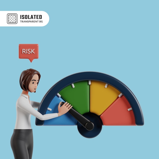 Een vrouw houdt de risicometer vast om een laag investeringsrisico te hebben