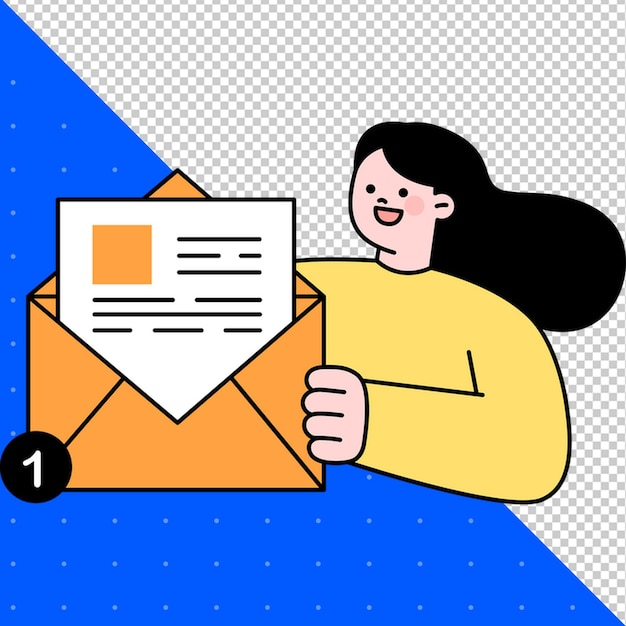 een vrouw houdt een envelop vast met een brief erin