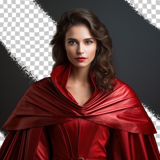 PSD een vrouw in een rode jurk met een rode cape.