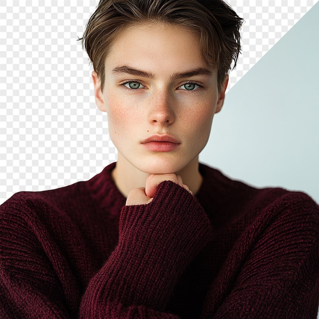 Een vrouw met een trui waarop staat: "Ik hou van je".