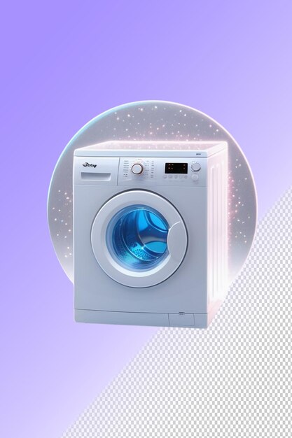 PSD een wasmachine met een blauwe glazen deksel en een witte wasmachine erop