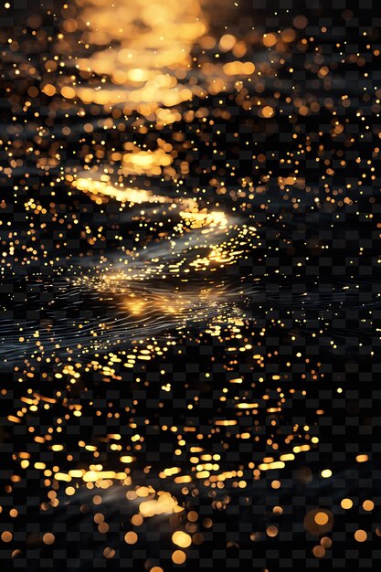 Een wateroppervlak met een spetter van gouden glitter