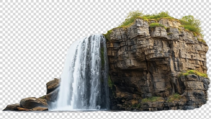 PSD een waterval is aan de zijkant van een berg.