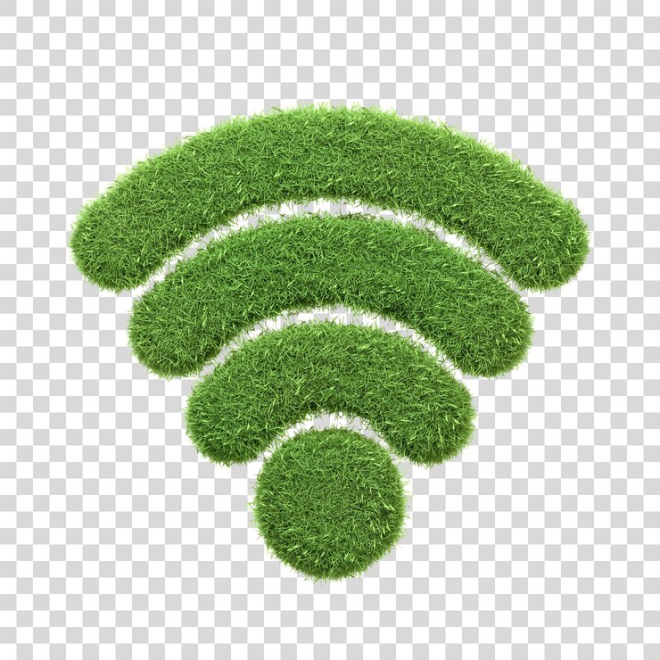 PSD een wifi-symbool gemaakt van groen gras geïsoleerd op een witte achtergrond 3d-rendering illustratie