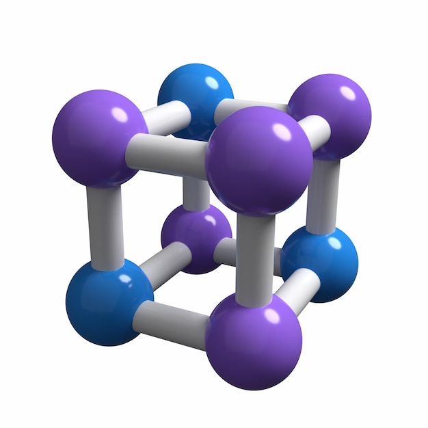 Een wit-blauw model van een moleculaire structuur