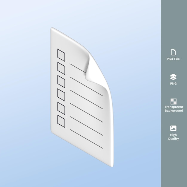 PSD een wit stuk checklistpapier