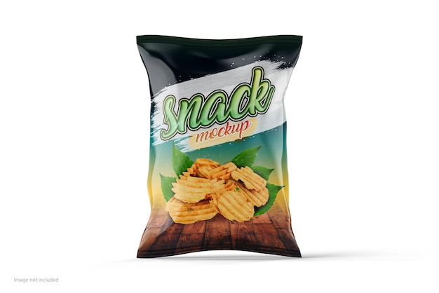 Een zak chips waarop snackmodel staat