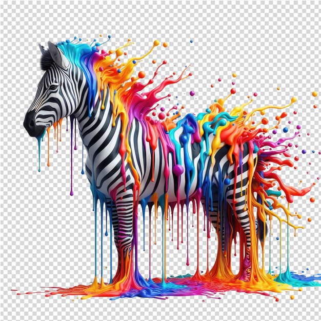 PSD een zebra met een zebra en gekleurde vlekken is gekleurd en gekleurd