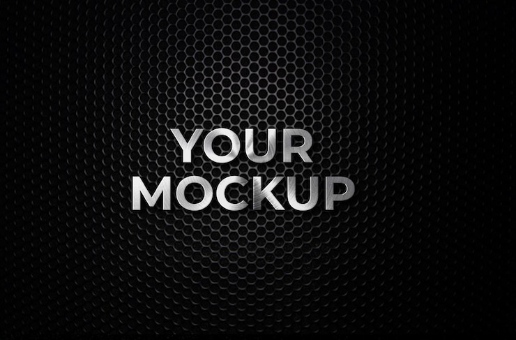 PSD een zwart metalen rooster met de tekst your mockup.