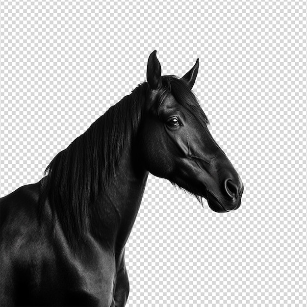PSD een zwart paard geïsoleerd op een doorzichtige achtergrond png