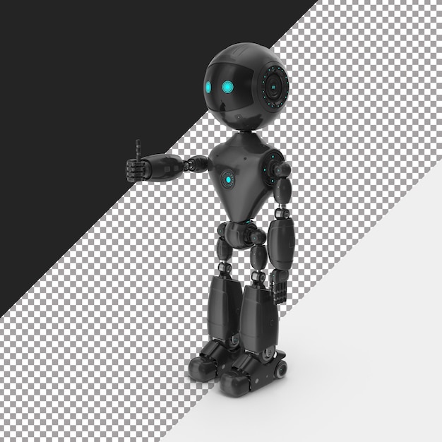 Een zwart Rebort 3D-rendered PNG-bestand van hoge kwaliteit
