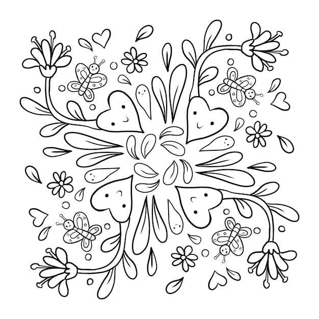 een zwart-witte tekening van een hartcontour