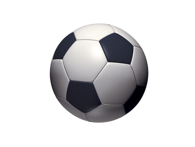 Een zwart-witte voetbalbal met een witte achtergrond.