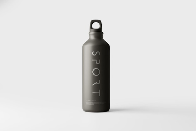 een zwarte waterfles met het woord sport erop