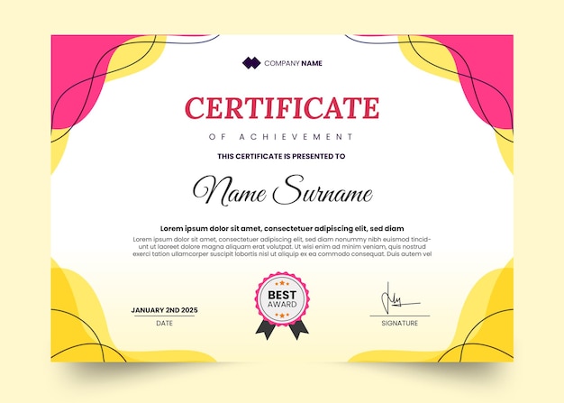 Eenvoudig golvend en eenvoudig certificaatontwerpsjabloon