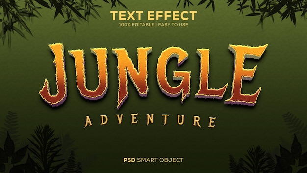 Eenvoudig te gebruiken en bewerkbaar jungle-avontuur psd-teksteffect