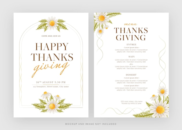 Eenvoudig Thanksgiving-menu Flyer-sjabloon in PSD