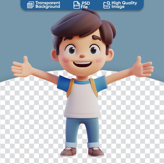 Eenvoudige 3D-weergave van een kind dat met open armen viert.