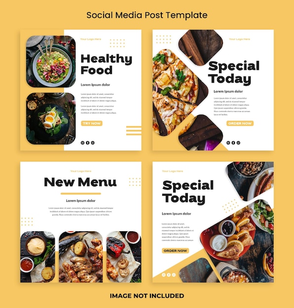 Eenvoudige en moderne instagram-feedsjabloonverzameling voor restaurants