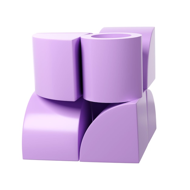 Eenvoudige geometrische 3d-transparante elementen in bauhaus-stijl lila kleurontwerp business primitieve vorm