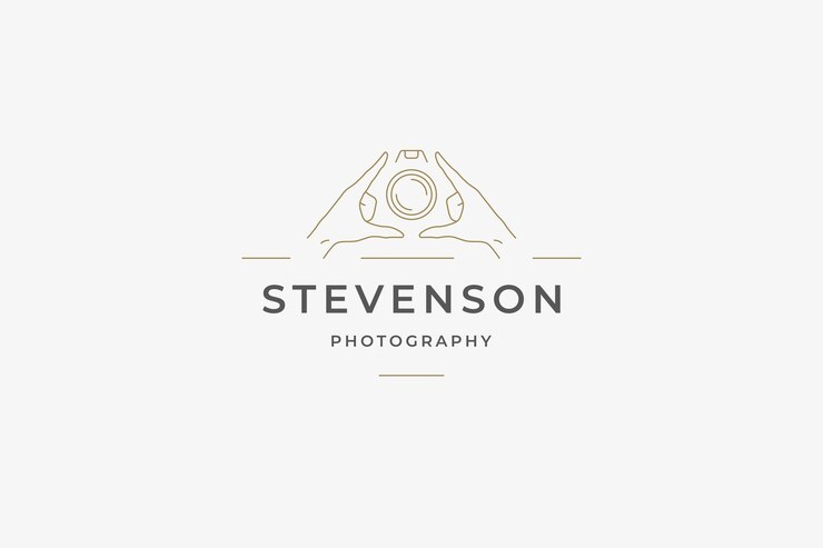 PSD eenvoudige monochrome lijnkunst professionele fotograaf service bedrijfslogo