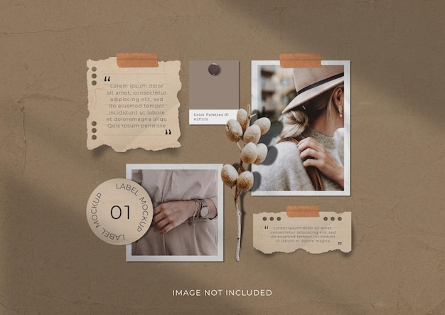 Eenvoudige stijlvolle fotolijst set moodboard mockup