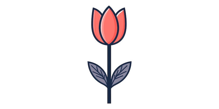 PSD eenvoudige tulpenillustratie geïsoleerd op een doorzichtige achtergrond