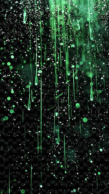 PSD eerie glowing haunted rain with ghostly apparitions and gree png neon light effect y2k collection