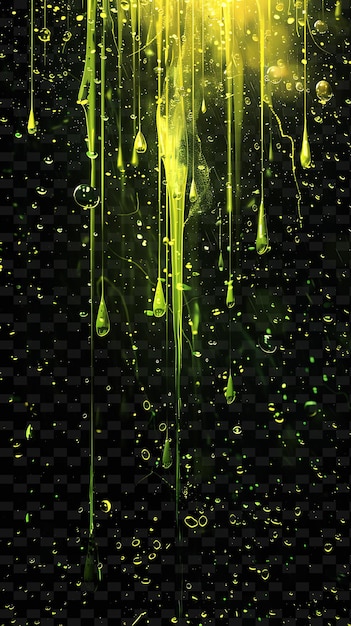 PSD eerie glowing radioactive rain with toxic energy and green y png neon light effect y2k collection