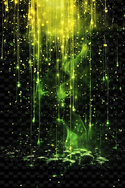 PSD eerie glowing radioactive rain with toxic energy and green y png neon light effect y2k collection