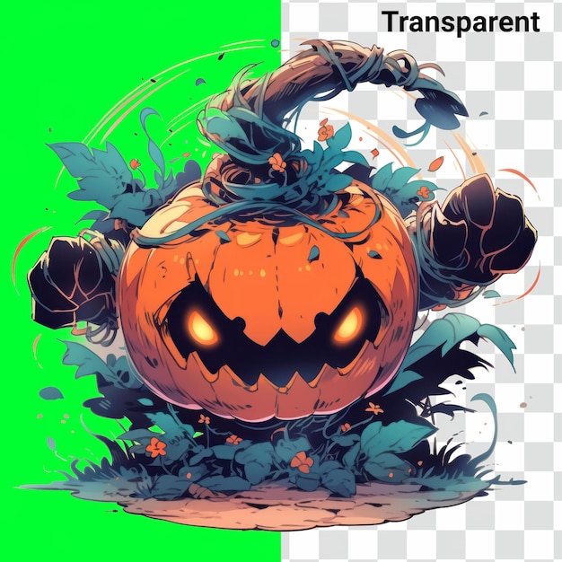 PSD eerie pumpkin monster design voor t-shirt