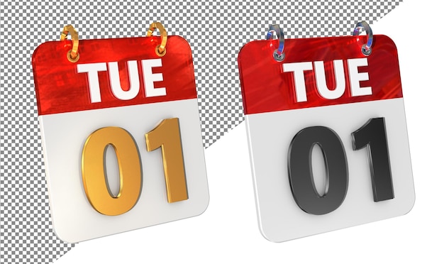 Eerste 1ste dinsdag Datum 3D Icon Isolated Gold amp Glossy 3D Rendering