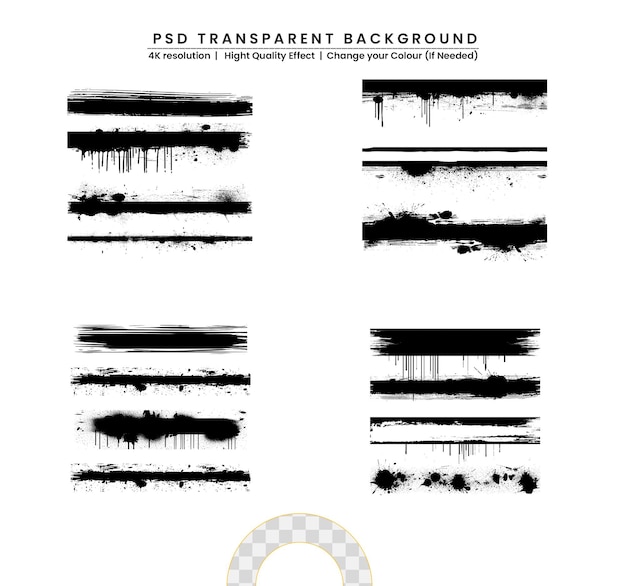 PSD efekt atramentu grunge na przejrzystym tle