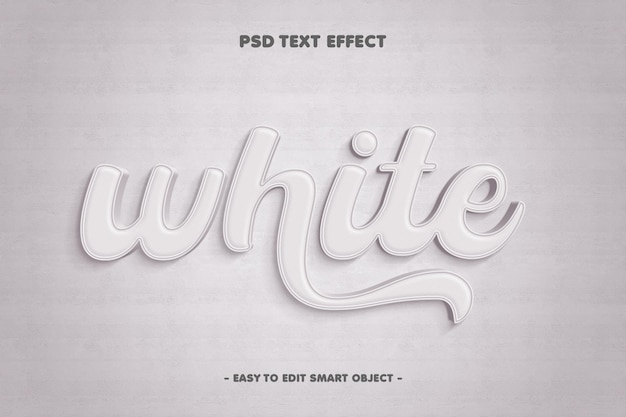 PSD efekt białego minimalnego edytowanego tekstu