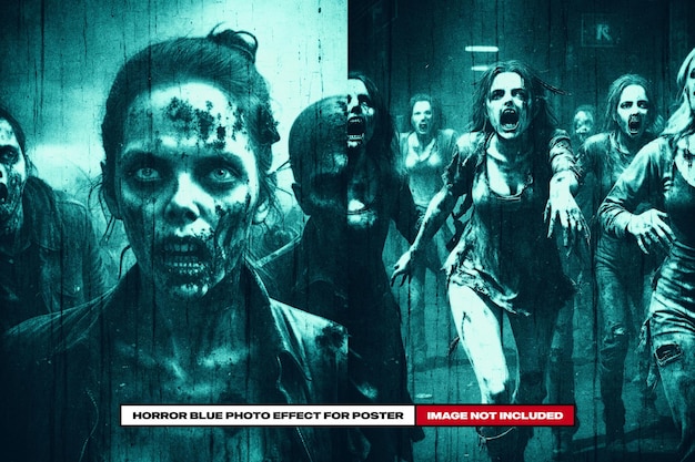 Efekt horrorowego niebieskiego zdjęcia na plakat