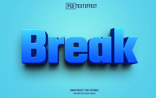 PSD efekt przerwy tekstu czcionka edytowalna typografia tekst 3d