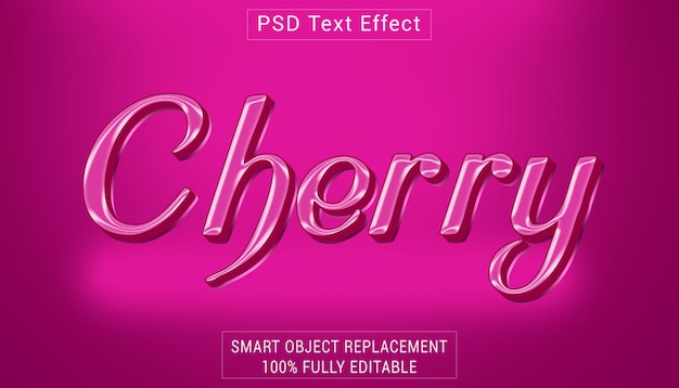 Efekt stylu tekstu logo PSD Cherry