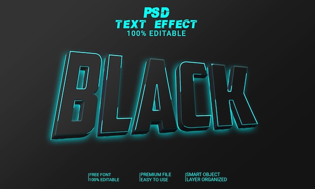 Efekt tekstowy 3D Czarny plik PSD