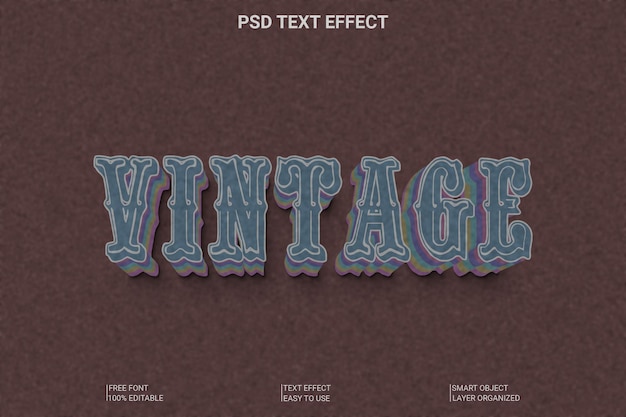 PSD efekt tekstowy 3d w stylu vintage psd