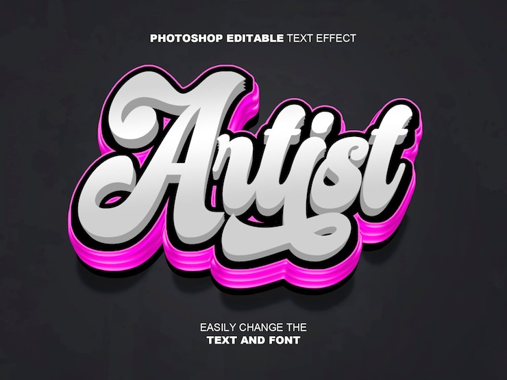 PSD efekt tekstowy artysty photoshop editable