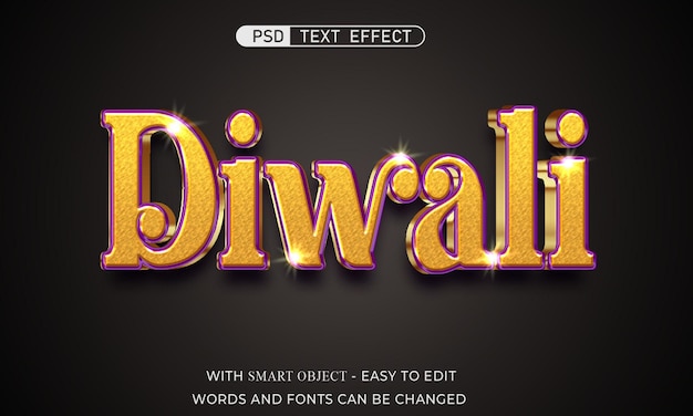 PSD efekt tekstowy diwali w stylu 3d