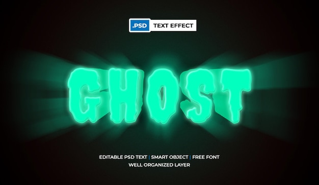 Efekt Tekstowy Ghost Psd, Edytowalny I Pasuje Do Motywu Halloween