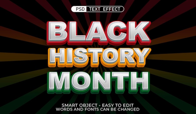 Efekt tekstowy miesiąca czarnej historii w stylu colorfull
