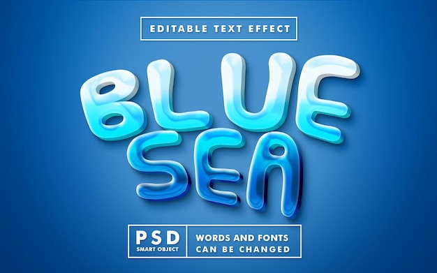 Efekt Tekstowy Niebieskiego Morza Psd Z Inteligentnym Obiektem