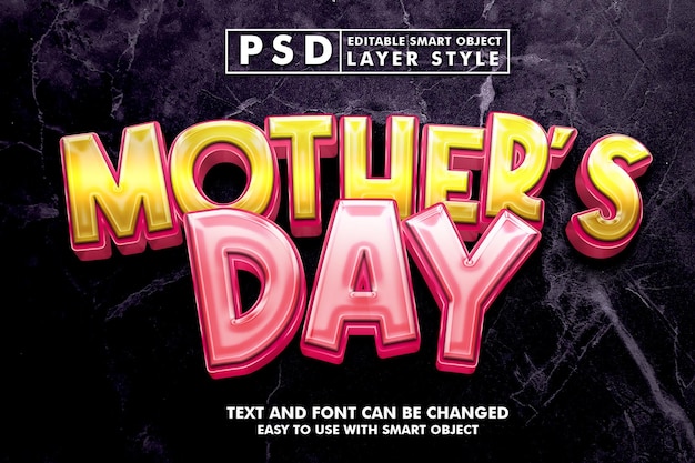 Efekt Tekstowy Psd Dzień Matki Z Inteligentnym Obiektem