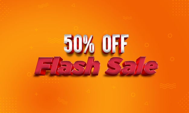 Efekt tekstowy PSD Flash Sprzedaż Zniżka 50 OFF