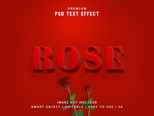 Efekt Tekstowy Rose Premium Psd, Realistyczna Makieta 3d, Styl Warstwy, Inteligentna Zamiana Obiektów.